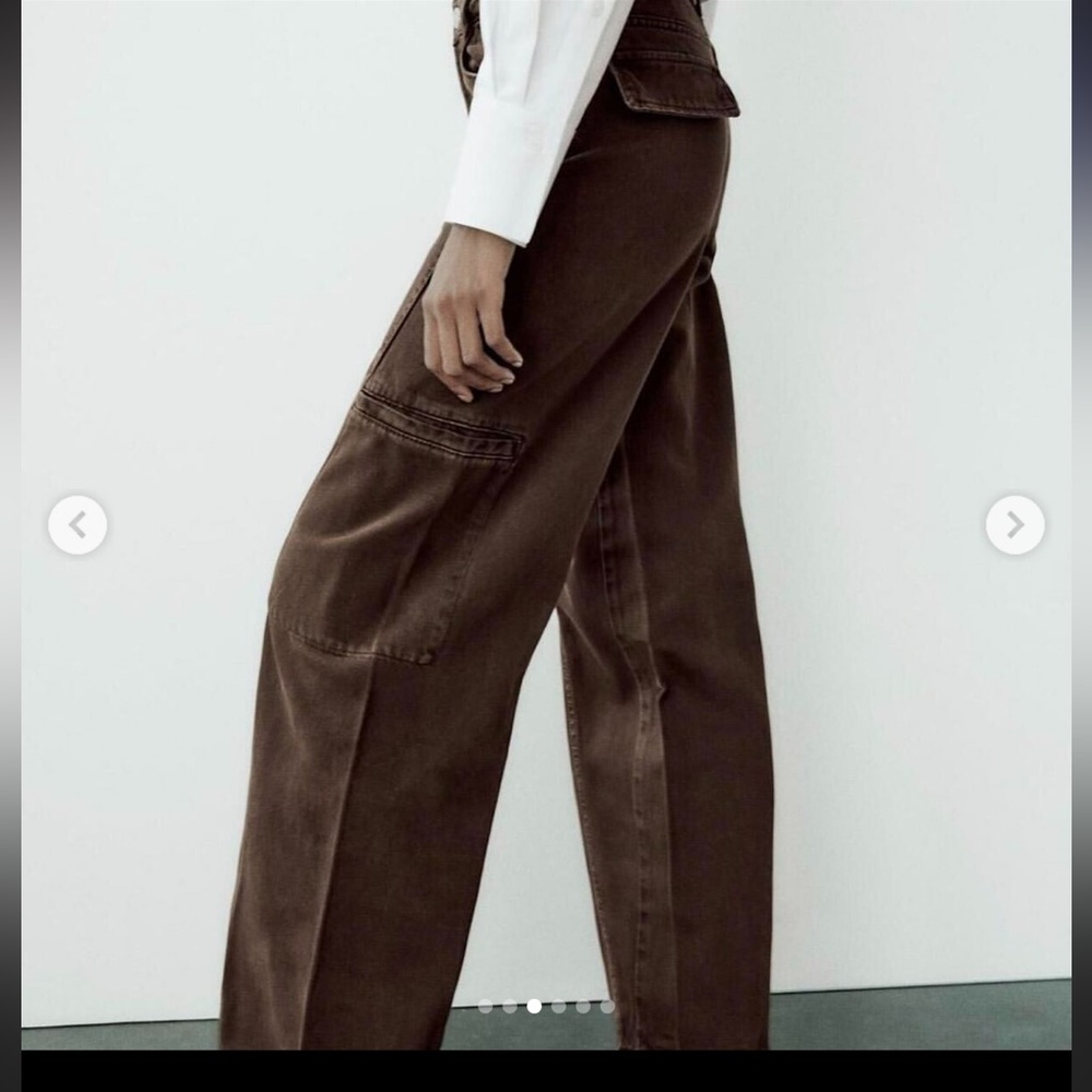 Zara chocolate brown cargo jeans (6) - Picture 4 of 10